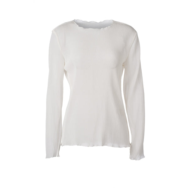 Fine Pleated Long Sleeve White Blouse by GEORGIA ALICE