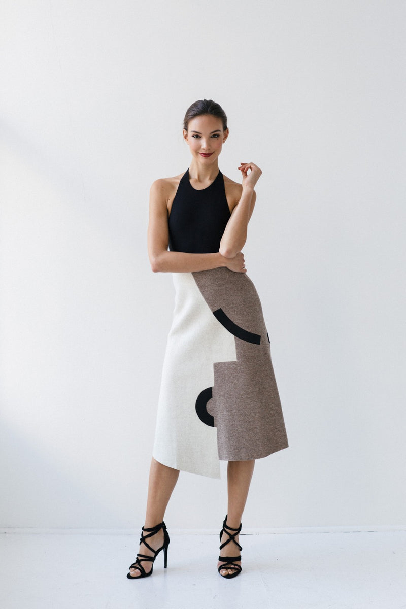 Asymmetrical Print Chillida Skirt I by GAYEON LEE