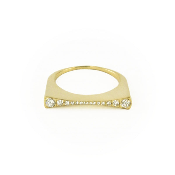 Concave Ring with Diamonds
