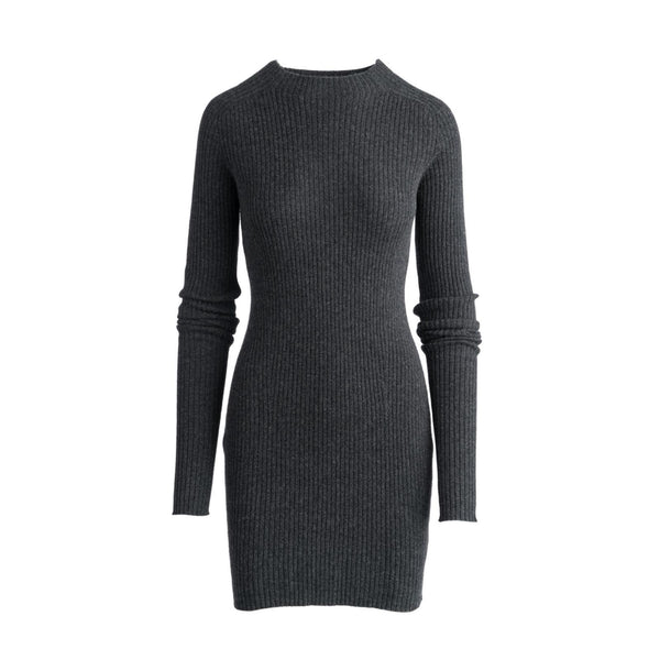 Grey Convertible Turtleneck Sweater Dress