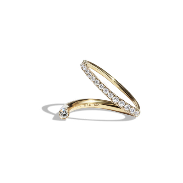 Crescendo Flare Ring - with Yellow Gold Diamond Pavé
