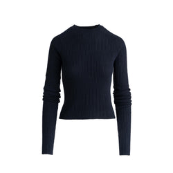 Navy Cashmere Convertible Turtleneck Sweater