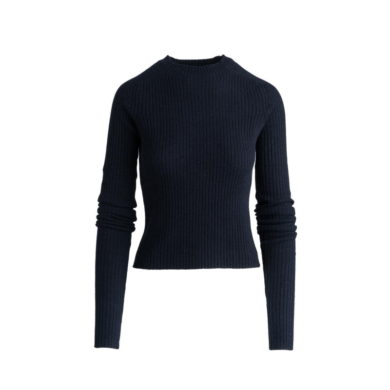 Navy Cashmere Convertible Turtleneck Sweater