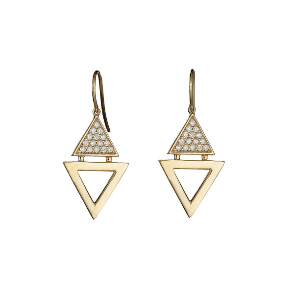 Double Triangle Single Earrings Yellow Gold by ILANA ARIEL