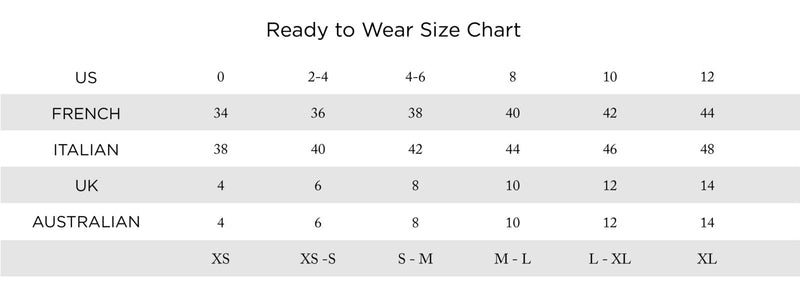 RTW Size Chart