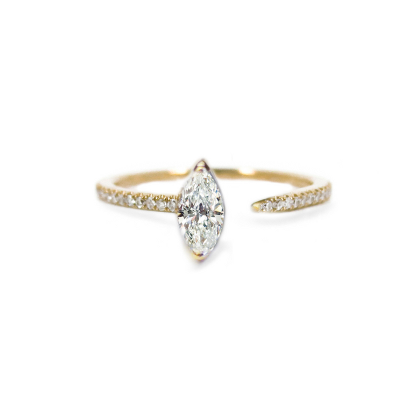 Marquise Crescendo Pavé Ring - Yellow Gold
