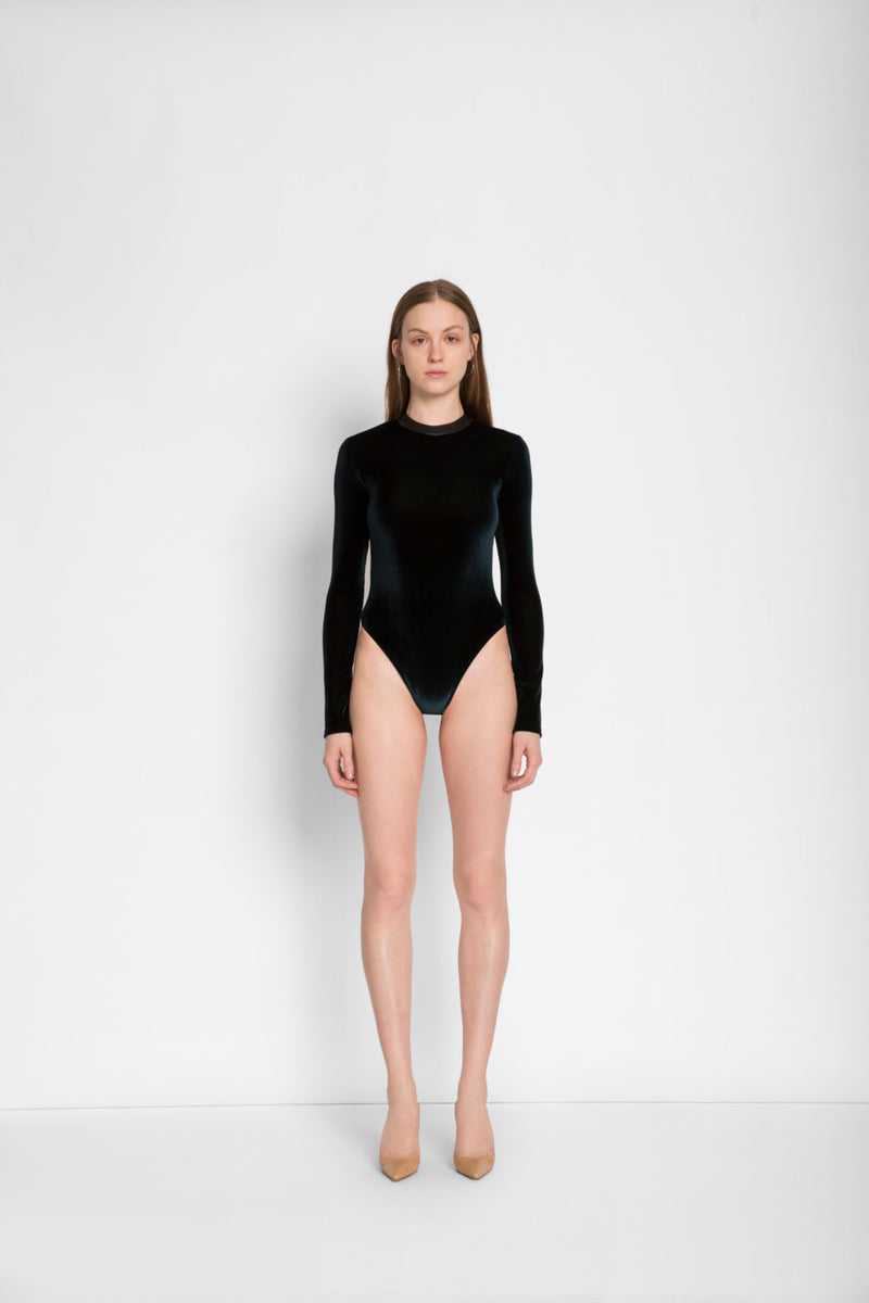 Jade Velvet Carlisle Bodysuit by ALIX NYC