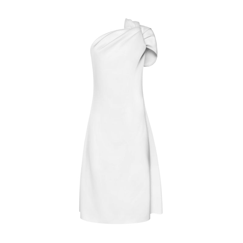 White Knotted One Shoulder Dress by SID NEIGUM