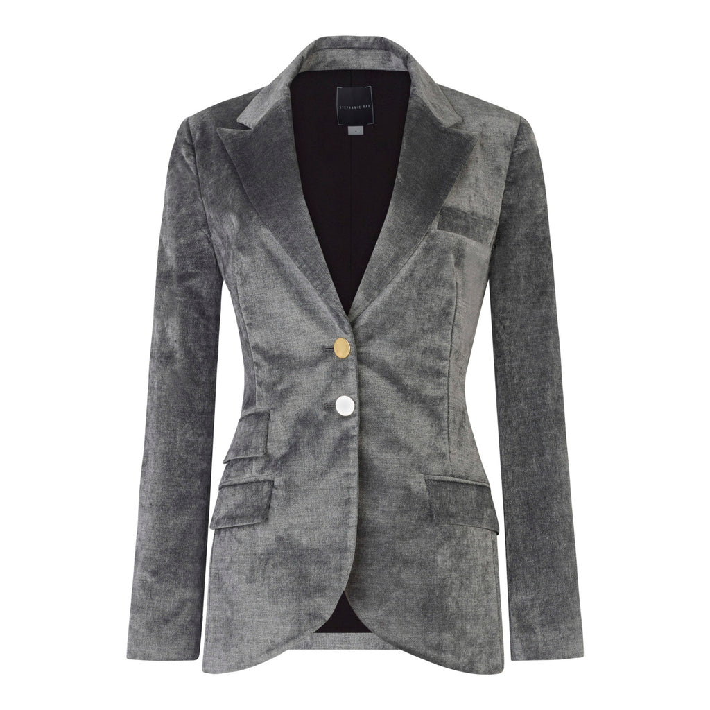 Gray velvet blazer womens deals